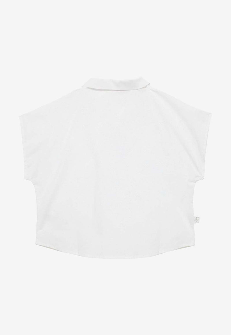 Il Gufo Girls Stretch Poplin Shirt  White P24CC098C0061-ACO/O_GUFO-010