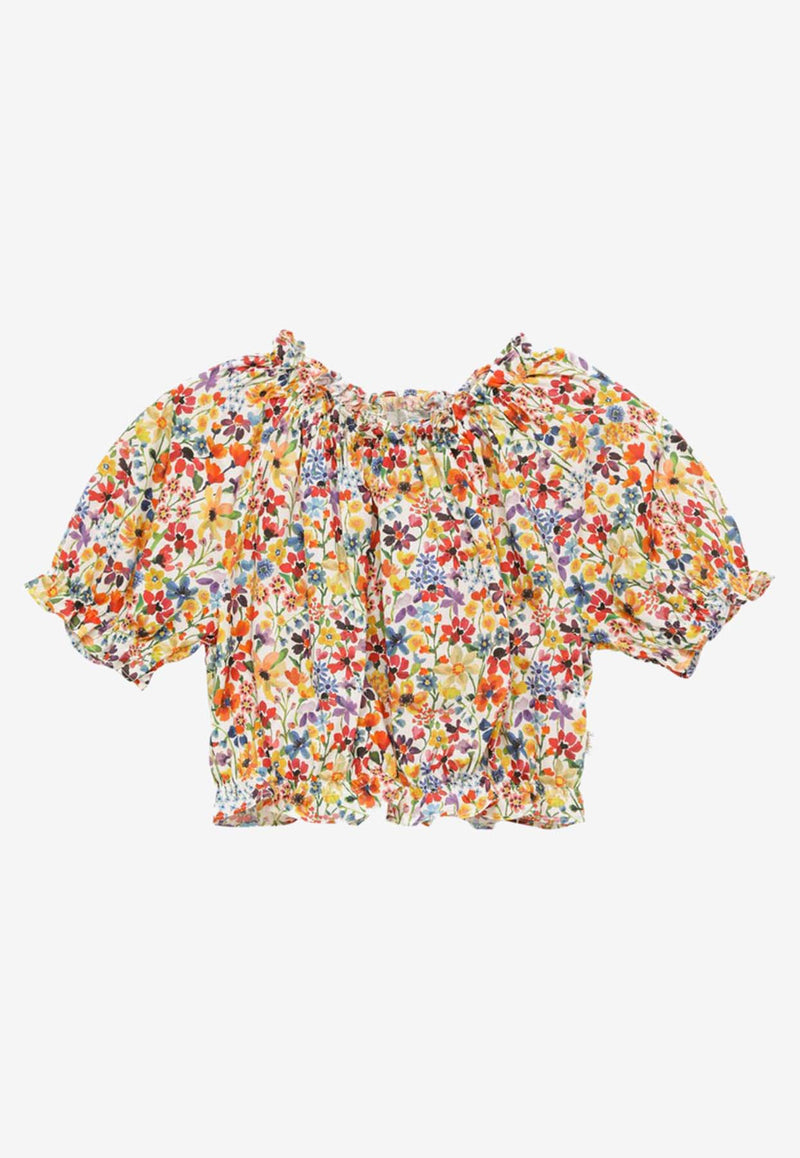 Il Gufo Girls Floral Print Cropped Top Multicolor P24CC101C4119-ACO/O_GUFO-271