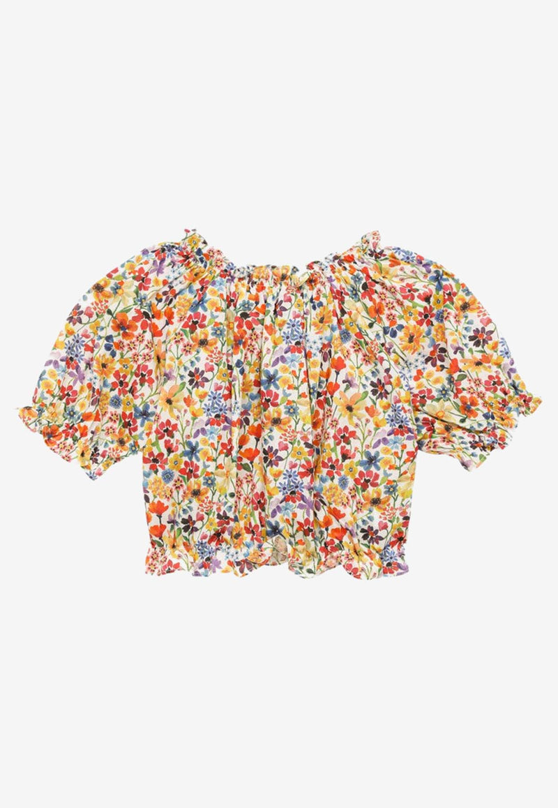 Il Gufo Girls Floral Print Cropped Top Multicolor P24CC101C4119-ACO/O_GUFO-271