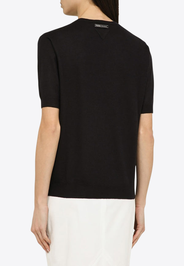 Prada Cashmere Knit Top Blue P24D2QOOO10LJ/O_PRADA-F0008