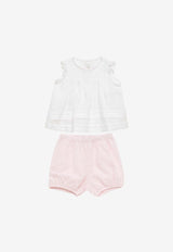 Il Gufo Baby Girls Sleeveless Top and Shorts Set White P24DP484L0012-ALI/O_GUFO-0131