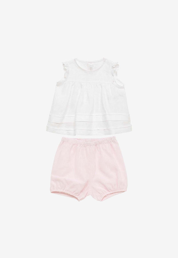 Il Gufo Baby Girls Sleeveless Top and Shorts Set White P24DP484L0012-ALI/O_GUFO-0131