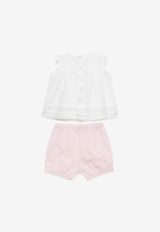 Il Gufo Baby Girls Sleeveless Top and Shorts Set White P24DP484L0012-ALI/O_GUFO-0131