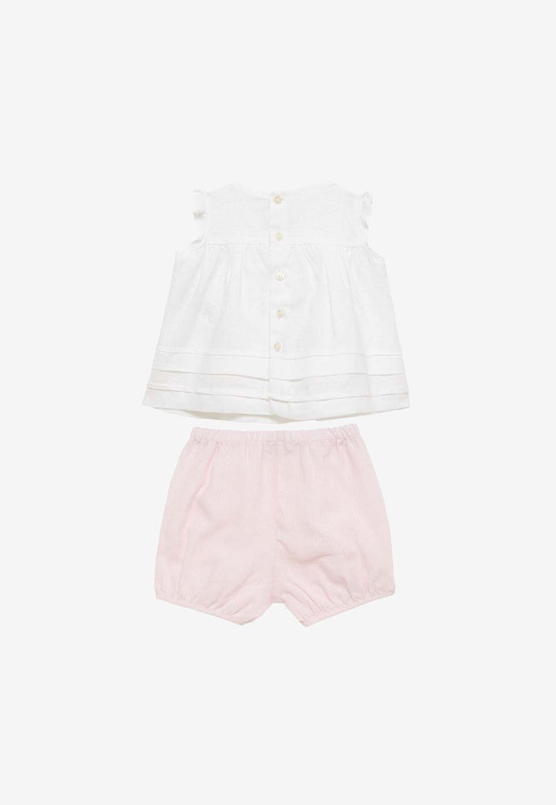 Il Gufo Baby Girls Sleeveless Top and Shorts Set White P24DP484L0012-BLI/O_GUFO-0131