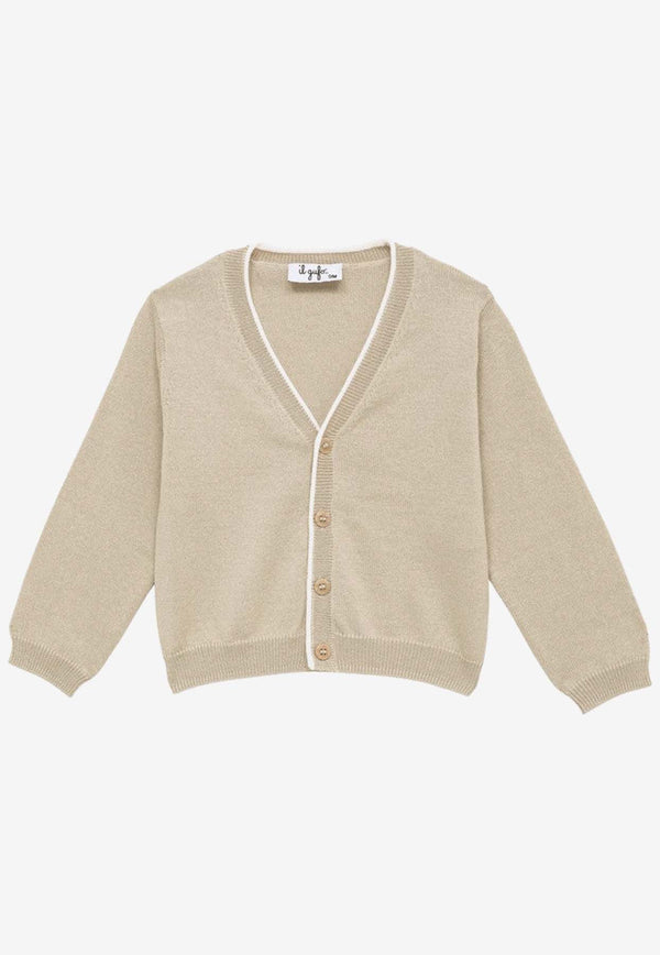 Il Gufo Babies V-neck Buttoned Cardigan Beige P24GF427EM109-ACO/O_GUFO-1201