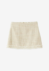 Il Gufo Girls A-line Tweed Mini Skirt Beige P24GN222C5051-ACO/O_GUFO-147