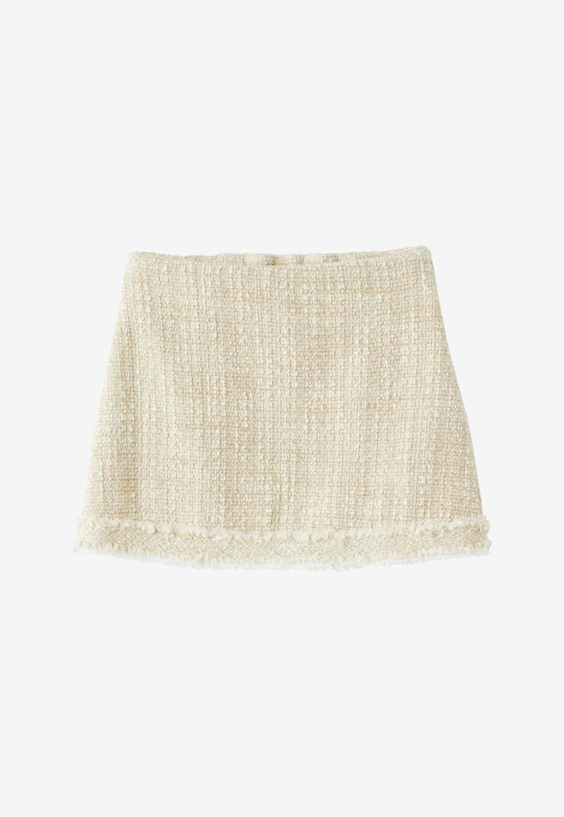 Il Gufo Girls A-line Tweed Mini Skirt Beige P24GN222C5051-ACO/O_GUFO-147