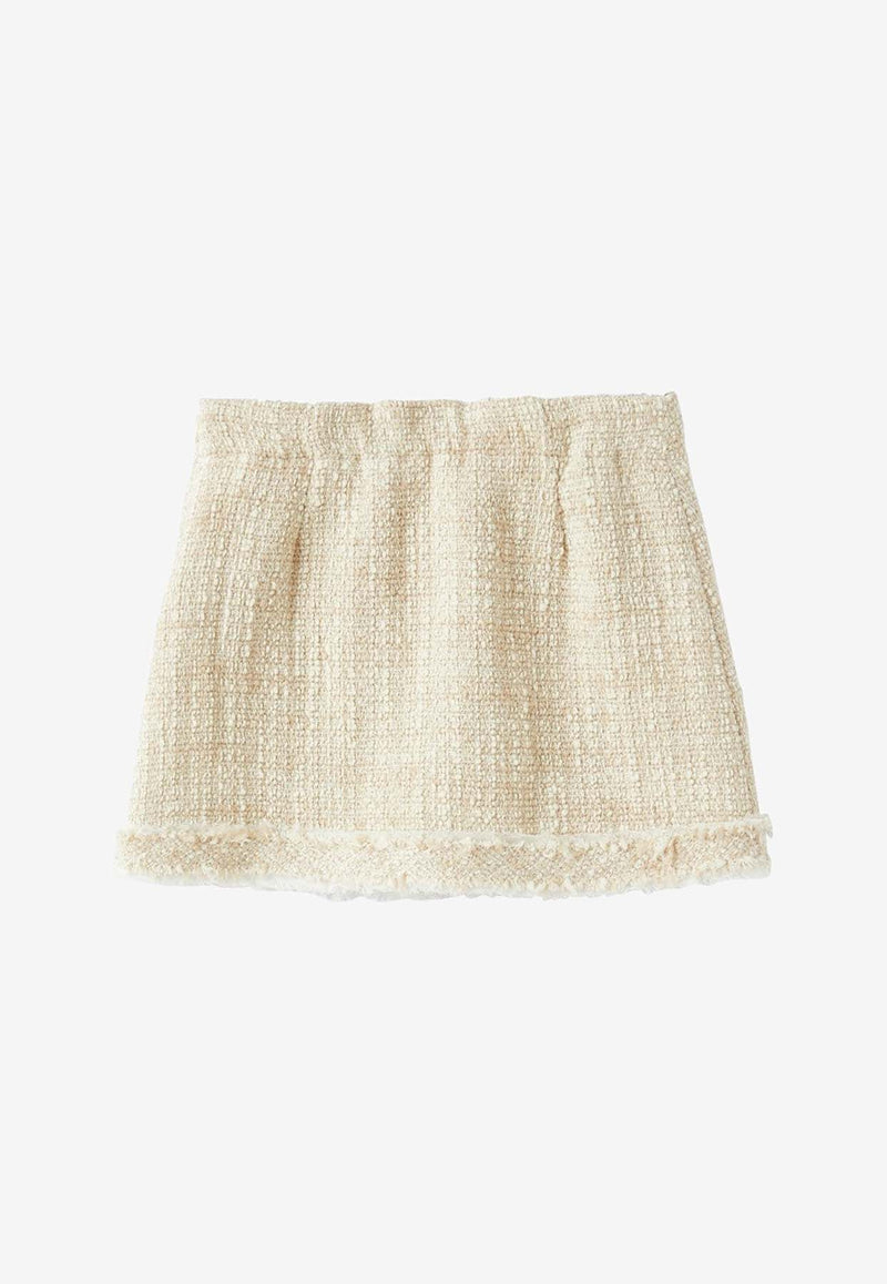 Il Gufo Girls A-line Tweed Mini Skirt Beige P24GN222C5051-ACO/O_GUFO-147