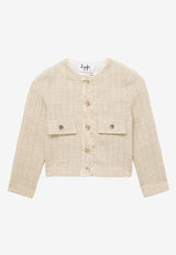 Il Gufo Girls Frayed Tweed Blazer Beige P24GR206C5051-ACO/O_GUFO-147