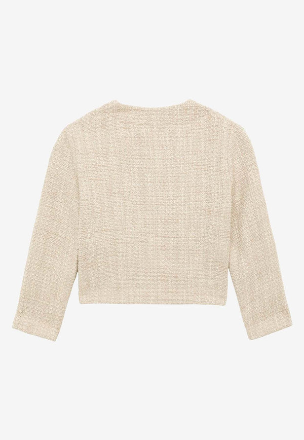 Il Gufo Girls Frayed Tweed Blazer Beige P24GR206C5051-ACO/O_GUFO-147