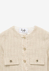 Il Gufo Girls Frayed Tweed Blazer Beige P24GR206C5051-ACO/O_GUFO-147