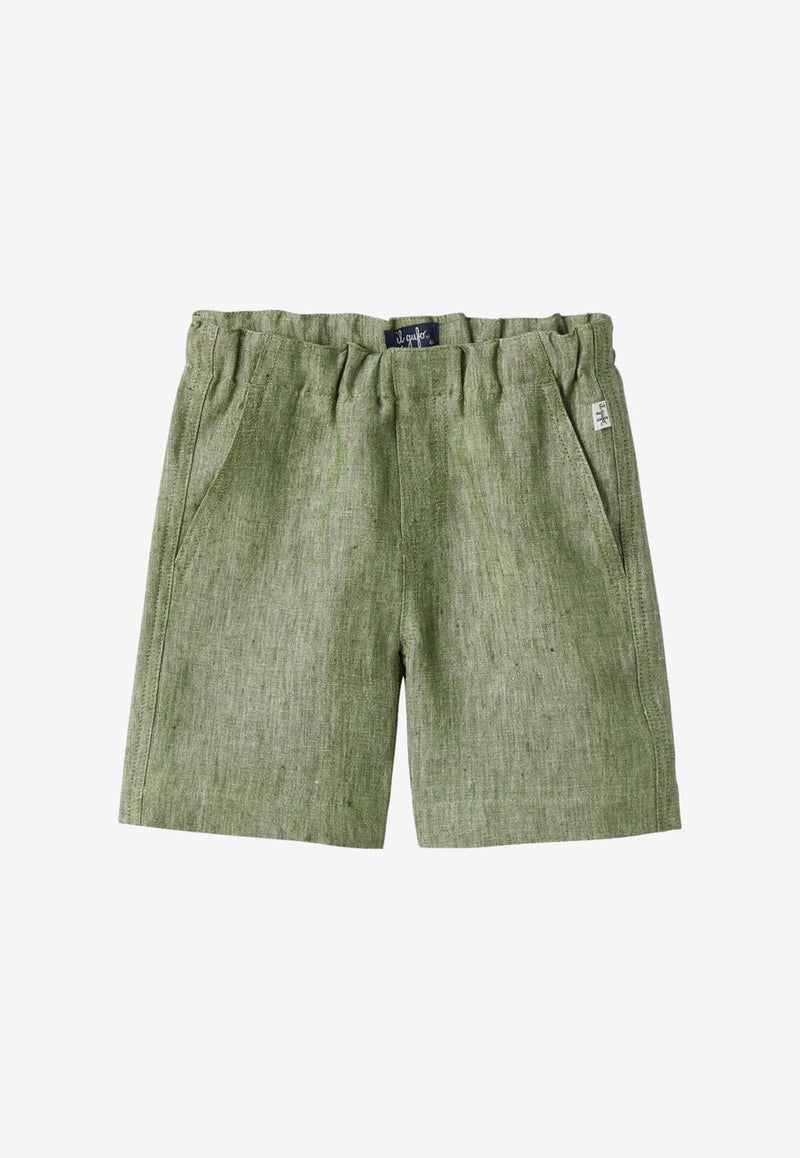 Il Gufo Boys Linen Bermuda Shorts  Green P24PB172L0015-CLI/O_GUFO-537