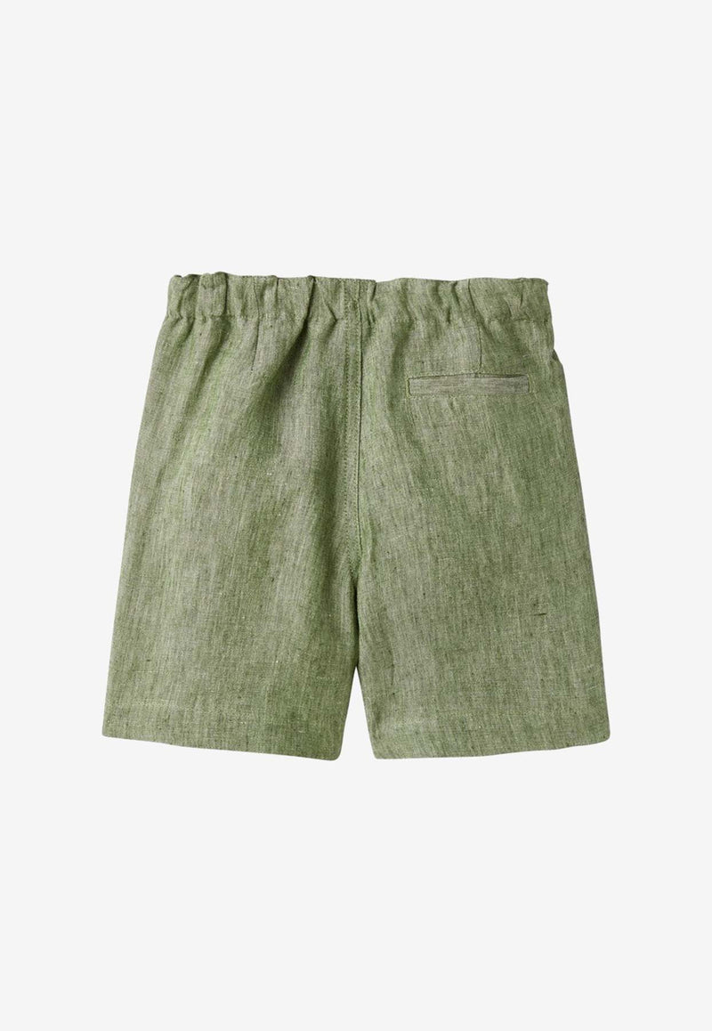 Il Gufo Boys Linen Bermuda Shorts  Green P24PB172L0015-CLI/O_GUFO-537