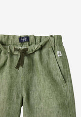 Il Gufo Boys Linen Bermuda Shorts  Green P24PB172L0015-CLI/O_GUFO-537