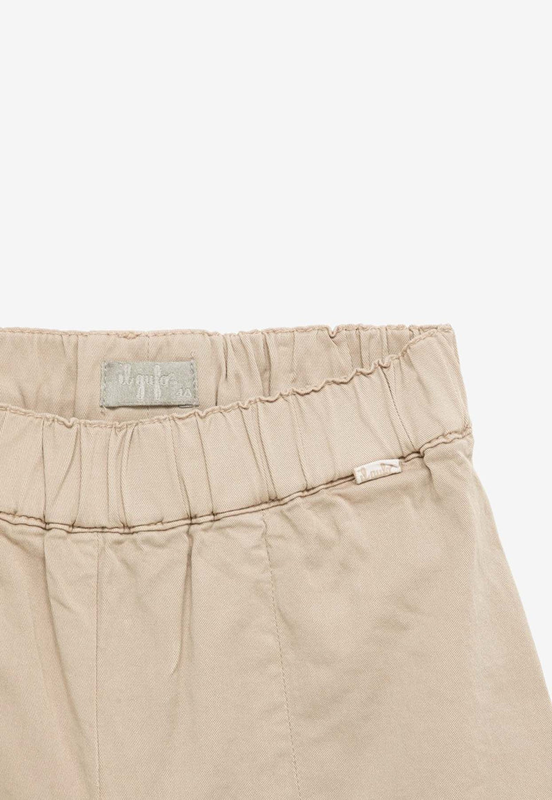 Il Gufo Girls Elasticated Waistband Wide-Leg Pants Beige P24PL381C6034-ACO/O_GUFO-126