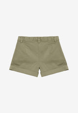 Il Gufo Girls Stretch Gabardine Mini Shorts Green P24PS008C6034-ACO/O_GUFO-537