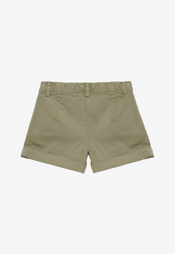 Il Gufo Girls Stretch Gabardine Mini Shorts Green P24PS008C6034-ACO/O_GUFO-537