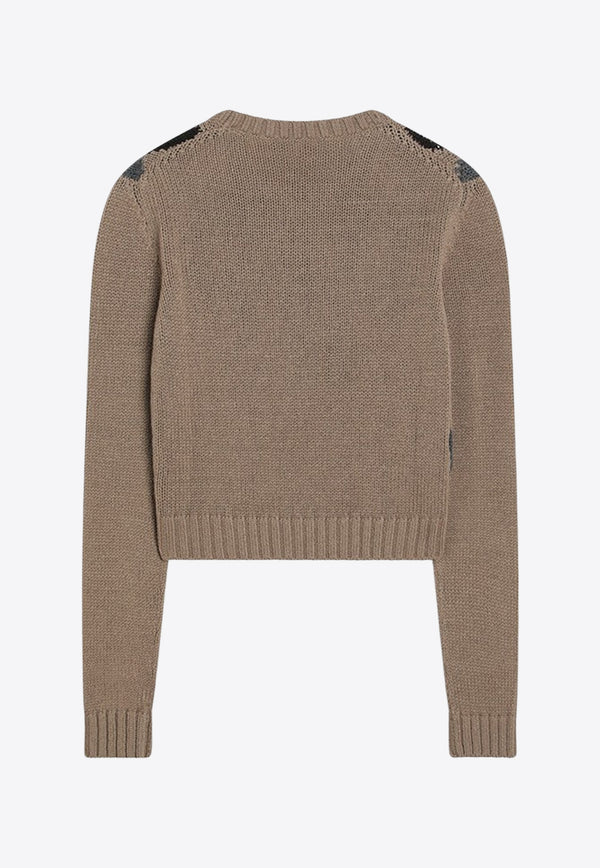 Prada Argyle Jacquard Knit Cashmere Sweater Camel P24S2VOOO172D/R_PRADA-F0040