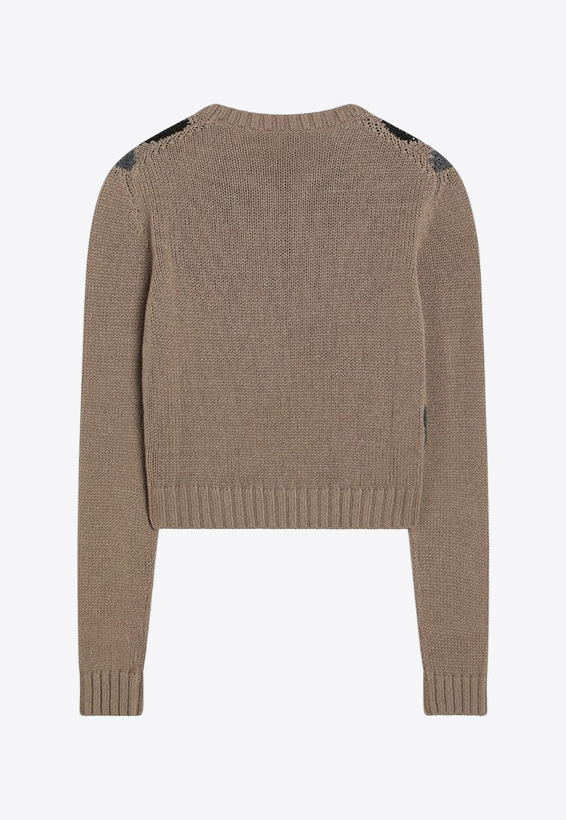 Prada Argyle Jacquard Knit Cashmere Sweater Camel P24S2VOOO172D/R_PRADA-F0040