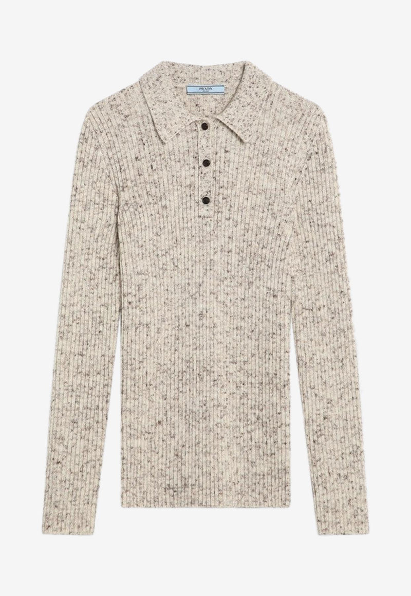 Prada Knitted Polo Sweater Beige P24S2ZOOO173G/R_PRADA-F0018