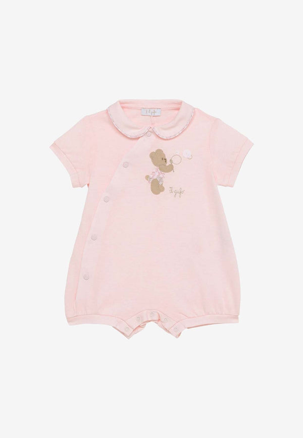 Il Gufo Baby Girls Teddy Bear Embroidered Onesie Pink P24TO218MF001CO/O_GUFO-3033