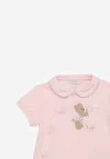 Il Gufo Baby Girls Teddy Bear Embroidered Onesie Pink P24TO218MF001CO/O_GUFO-3033