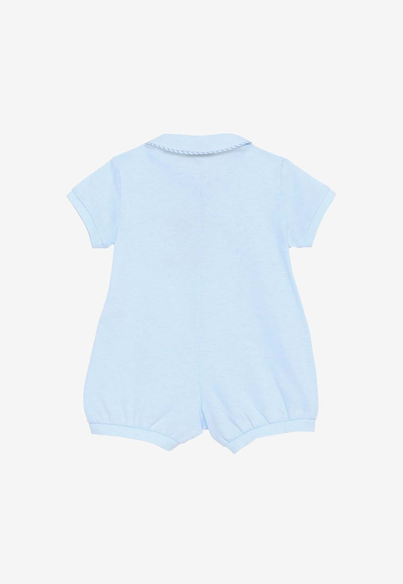 Il Gufo Baby Boys Teddy Bear Embroidered Onesie Blue P24TO218MF001CO/O_GUFO-4146