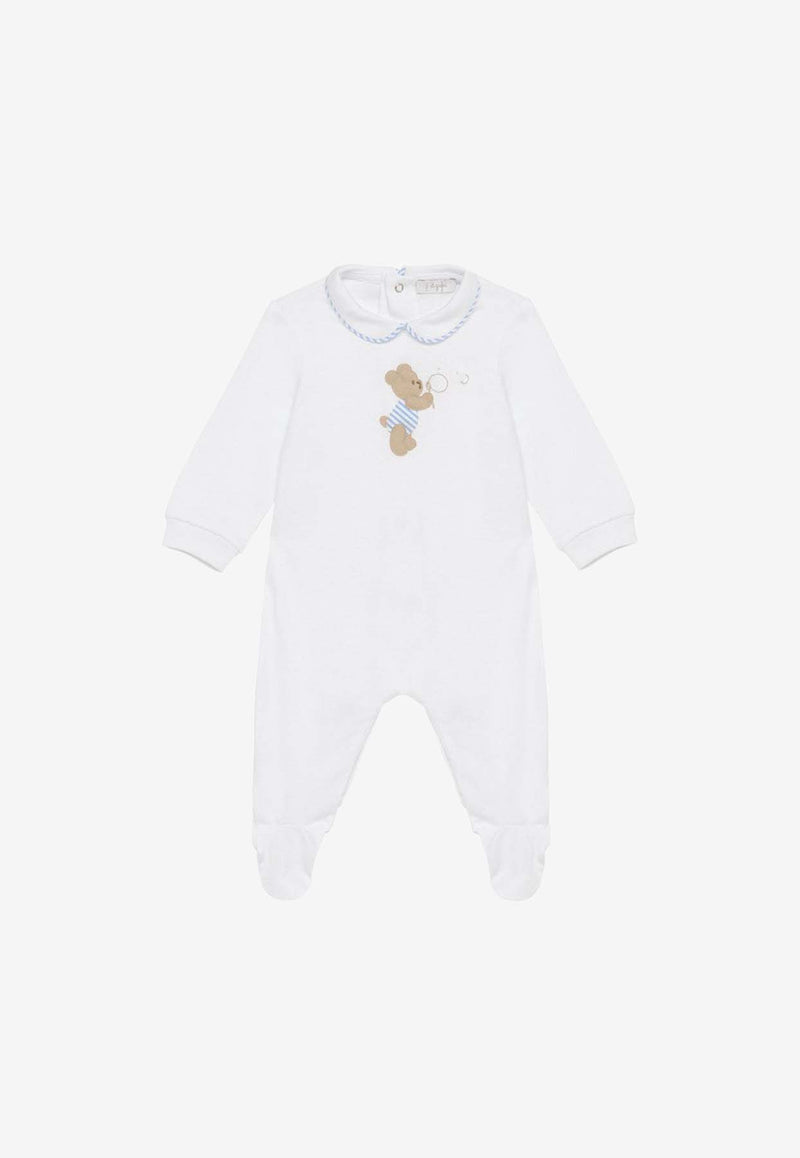 Il Gufo Babies Bear Embroidered Onesie Blue P24TP272MF001CO/O_GUFO-0146