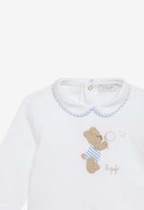 Il Gufo Babies Bear Embroidered Onesie Blue P24TP272MF001CO/O_GUFO-0146