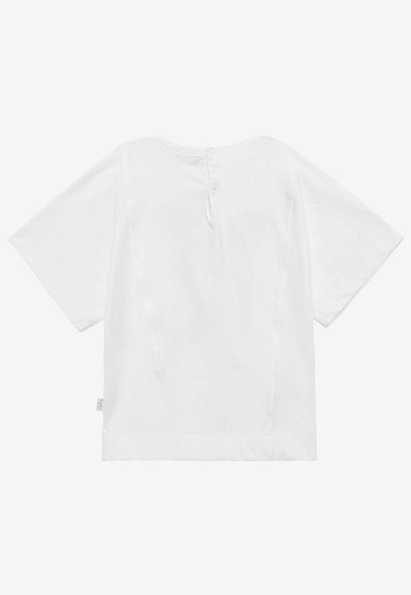 Il Gufo Girls Grosgrain Bow T-shirt White P24TS442MF032-ACO/O_GUFO-0149