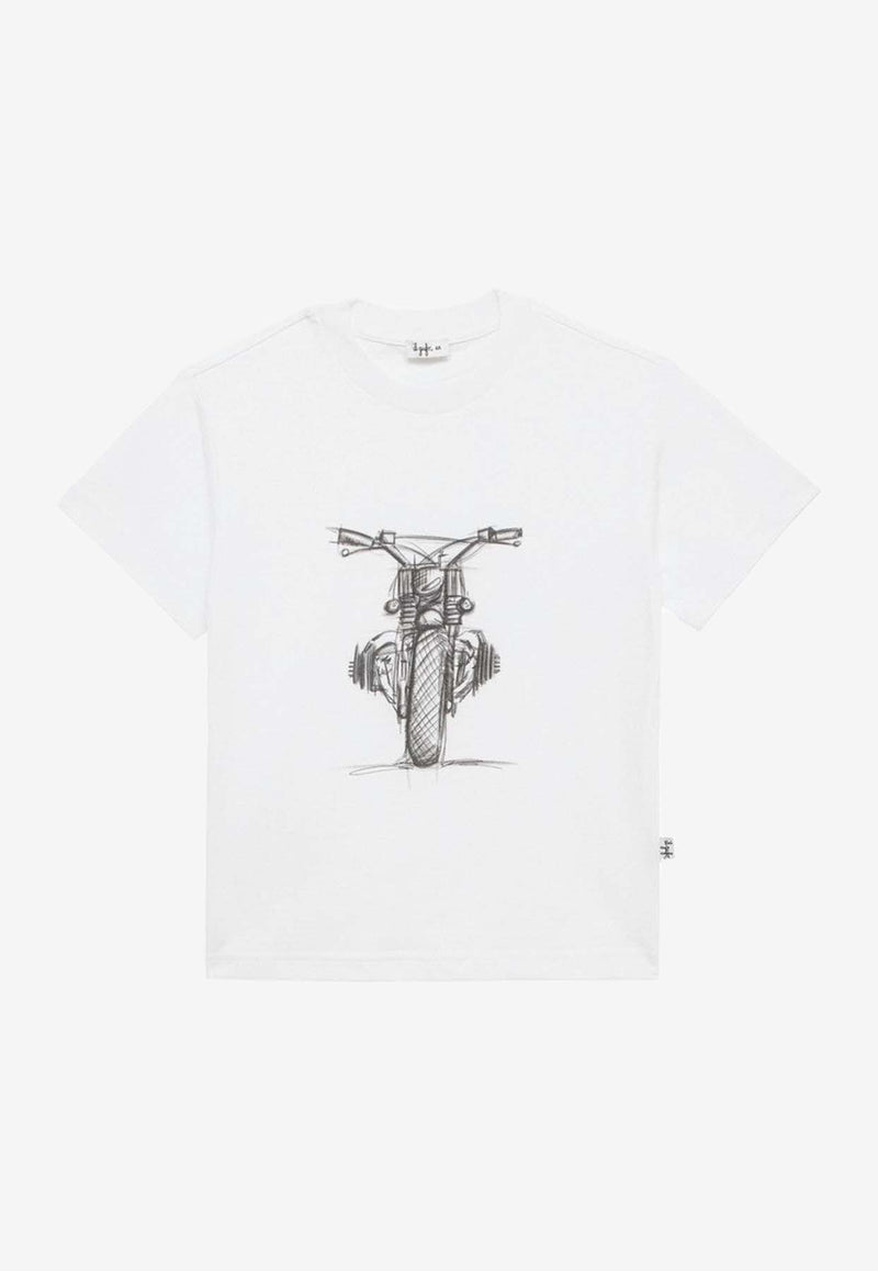 Il Gufo Boys Motorcycle Print T-shirt White P24TS462MF001-CCO/O_GUFO-0108