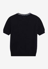 Prada Wool and Cashmere Knit Top Navy P24V2BOOO18M6/S_PRADA-F0008