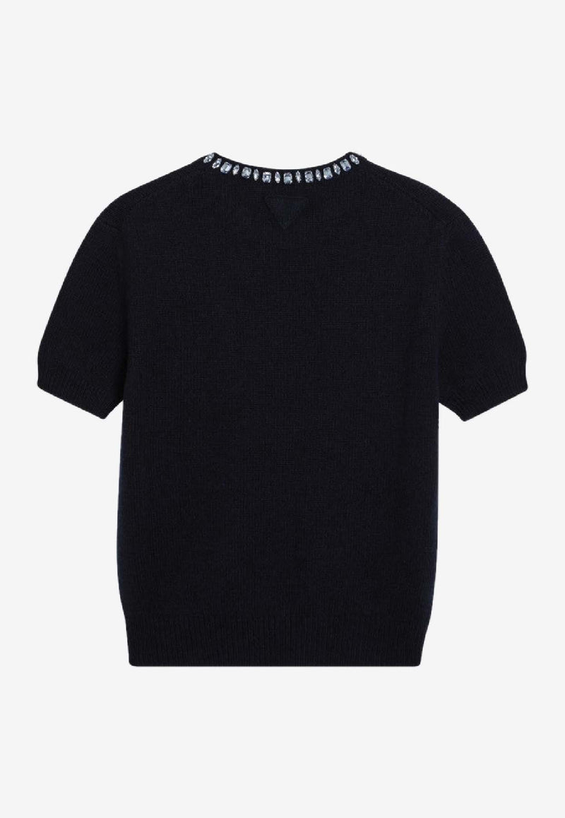 Prada Wool and Cashmere Knit Top Navy P24V2BOOO18M6/S_PRADA-F0008