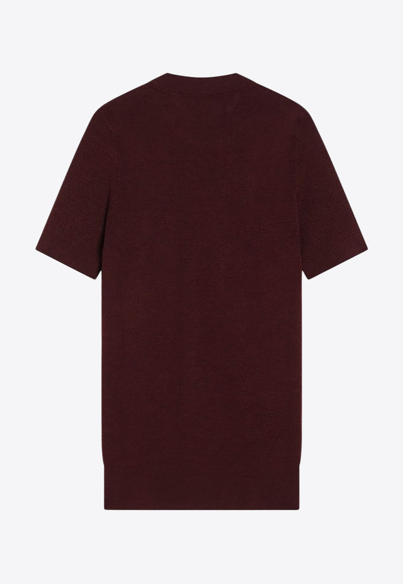 Prada Embellished Charms Cable Knit Top Burgundy P24V2HOOO17KD/R_PRADA-F0399