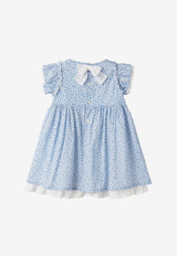 Il Gufo Baby Girls Floral Print Layered Dress Blue P24VM741C4118-ACO/O_GUFO-466