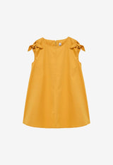 Il Gufo Girls Bow Embellished Mini Dress Yellow P24VM758C0046-ACO/O_GUFO-271