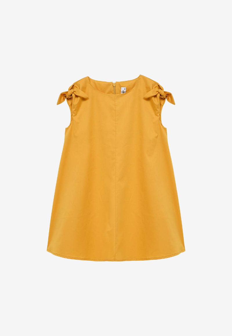 Il Gufo Girls Bow Embellished Mini Dress Yellow P24VM758C0046-ACO/O_GUFO-271