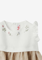 Il Gufo Baby Girls Floral Embroidered Mini Dress Beige P24VM764L0015-ACO/O_GUFO-0114