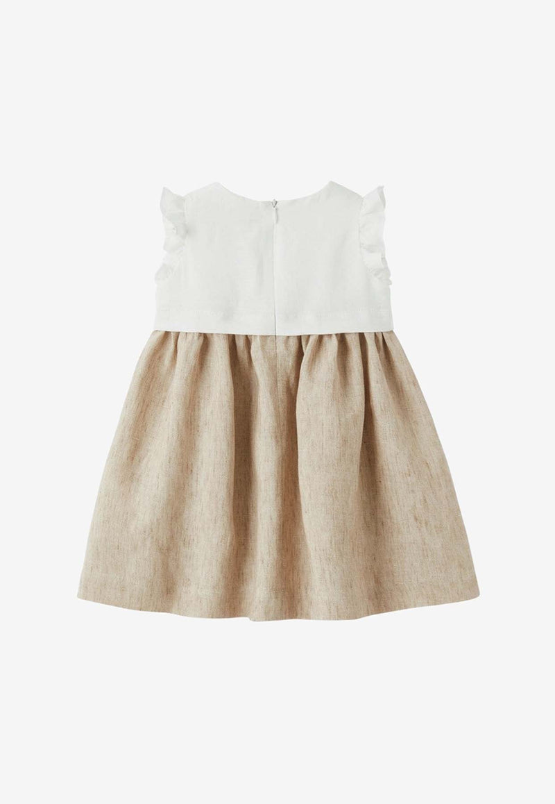 Il Gufo Baby Girls Floral Embroidered Mini Dress Beige P24VM764L0015-CCO/O_GUFO-0114