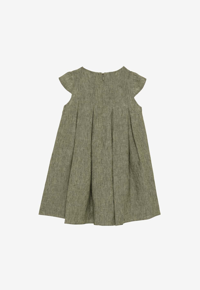 Il Gufo Girls Pleated Mini Dresses Green P24VM765L0015-ALI/O_GUFO-537