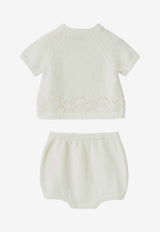 Il Gufo Babies Knitted Top and Bottom Set White P25DP519EM109-ACO/Q_GUFO-100