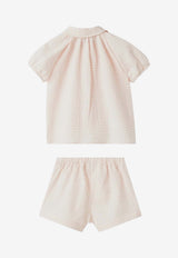 Il Gufo Baby Girls Seersucker Blouse and Shorts Set Pink P25DP529C3160-ACO/Q_GUFO-323