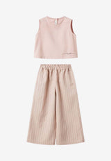 Il Gufo Girls Sleeveless Top and Striped Pants Set Pink P25DP530R1000-BCO/Q_GUFO-333