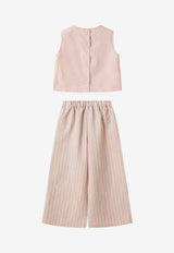 Il Gufo Girls Sleeveless Top and Striped Pants Set Pink P25DP530R1000-BCO/Q_GUFO-333