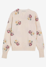 Prada Floral Print Wool Cardigan Ivory P25M97OOO15IT/P_PRADA-F0627