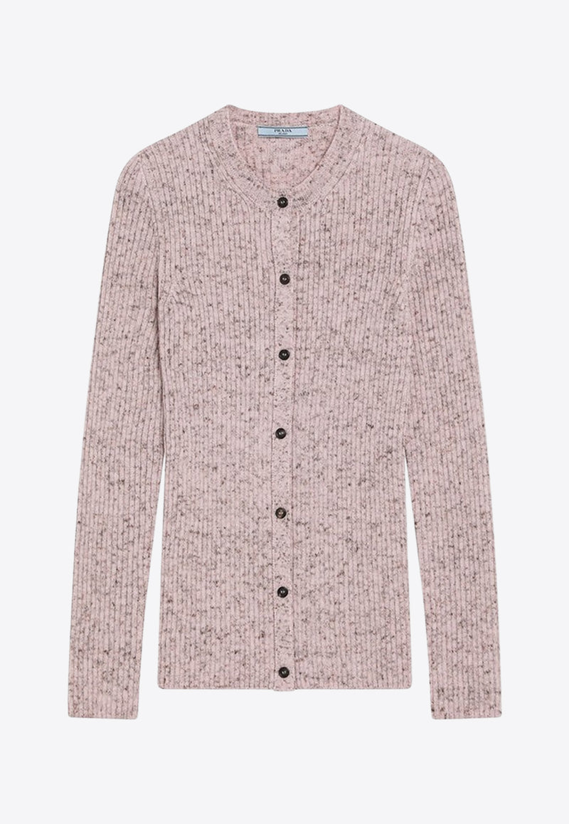 Prada Ribbed Wool Cardigan Pink P25N79OOO173G/R_PRADA-F0028