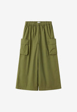 Il Gufo Girls Fir Palazzo Cargo Pants Green P25PL445C6035-ACO/Q_GUFO-588