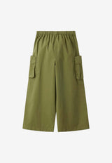 Il Gufo Girls Fir Palazzo Cargo Pants Green P25PL445C6035-ACO/Q_GUFO-588