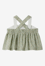 Il Gufo Girls Floral Print Liberty Top Green P25TT090C4139-ACO/Q_GUFO-577