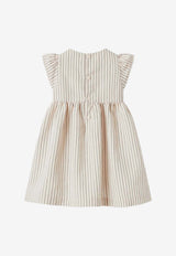 Il Gufo Girls Striped Ruffled Dress Pink P25VM782R1000-CCO/Q_GUFO-304